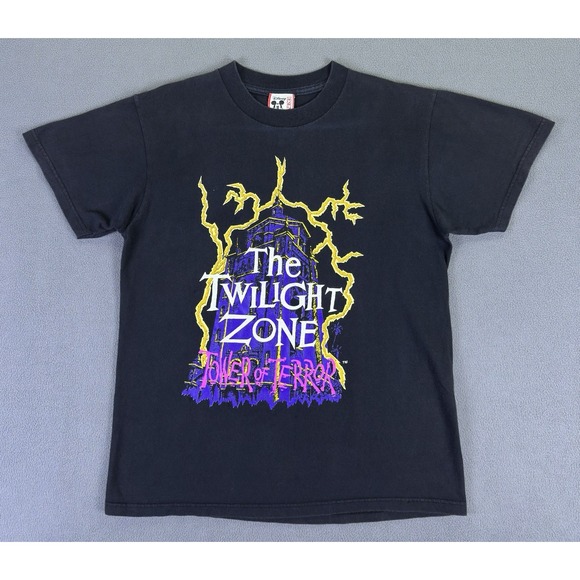 Twilight Zone Tower of Terror Shirt Medium Black Vintage Disney Designs 90s USA